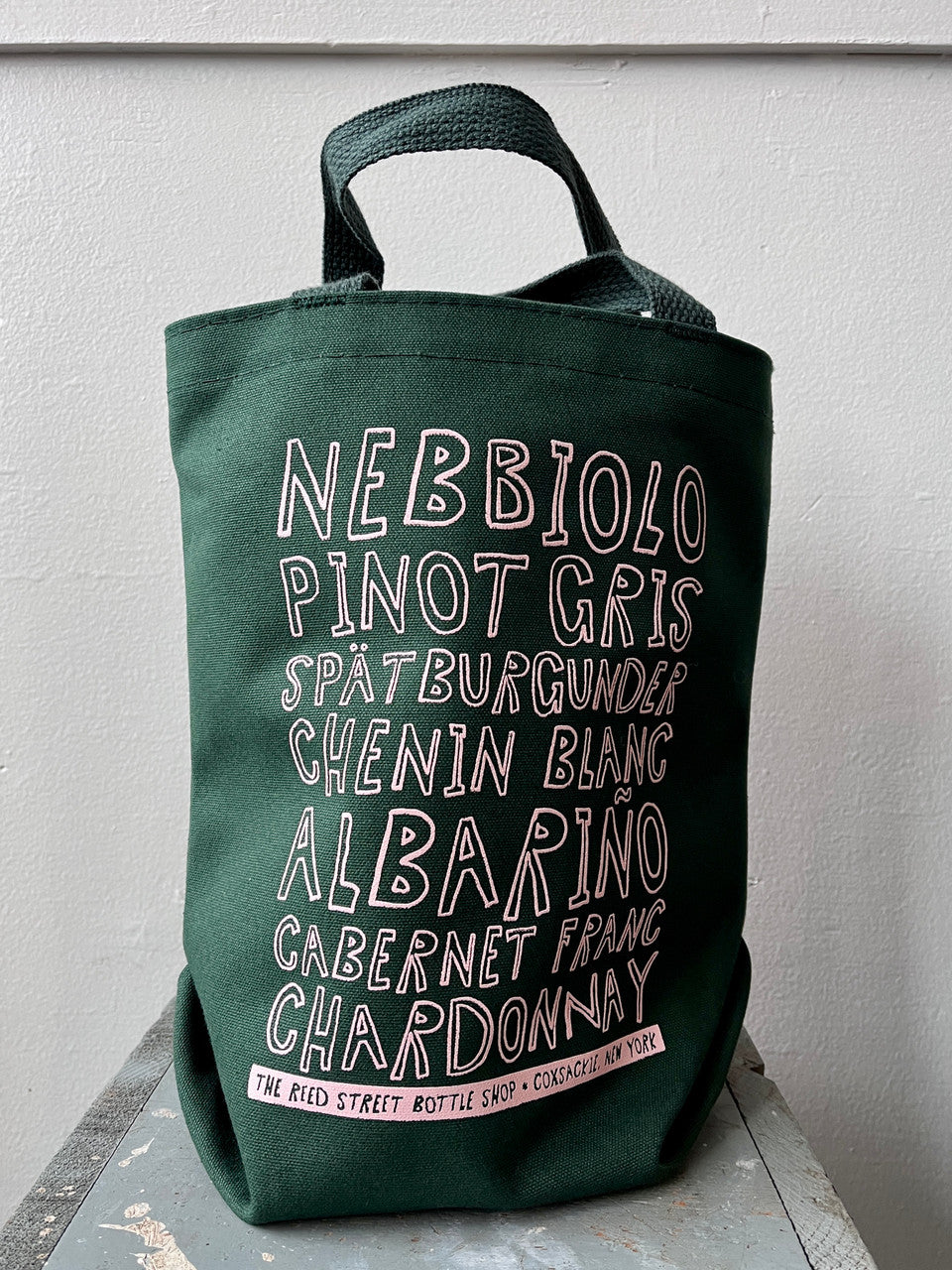 4-Bottle Green Canvas Tote