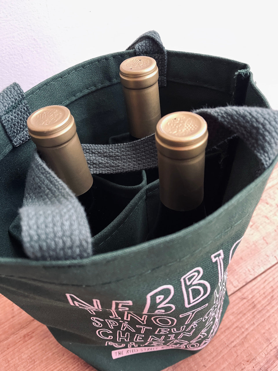 4-Bottle Green Canvas Tote