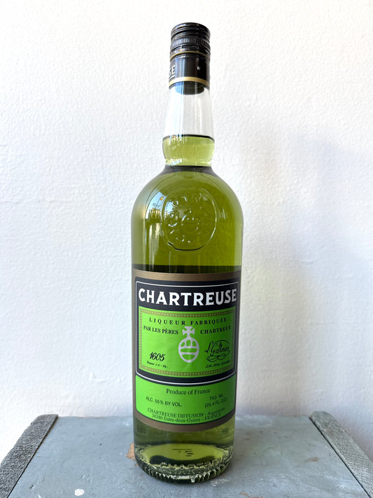 Bottle of Green Chartreuse Liqueur