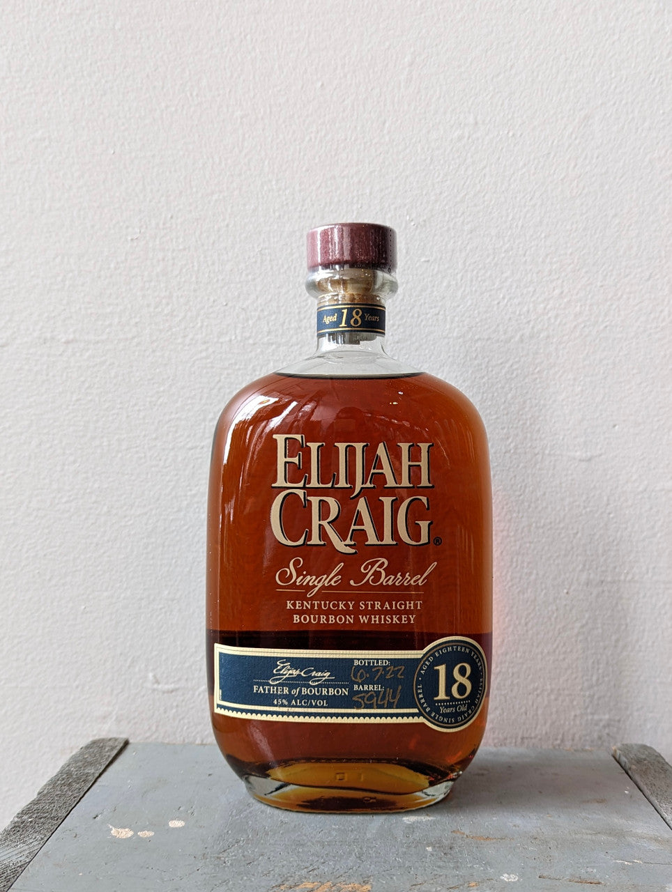 Elijah Craig, 18 Year Old Single Barrel Straight Bourbon Whiskey – The ...